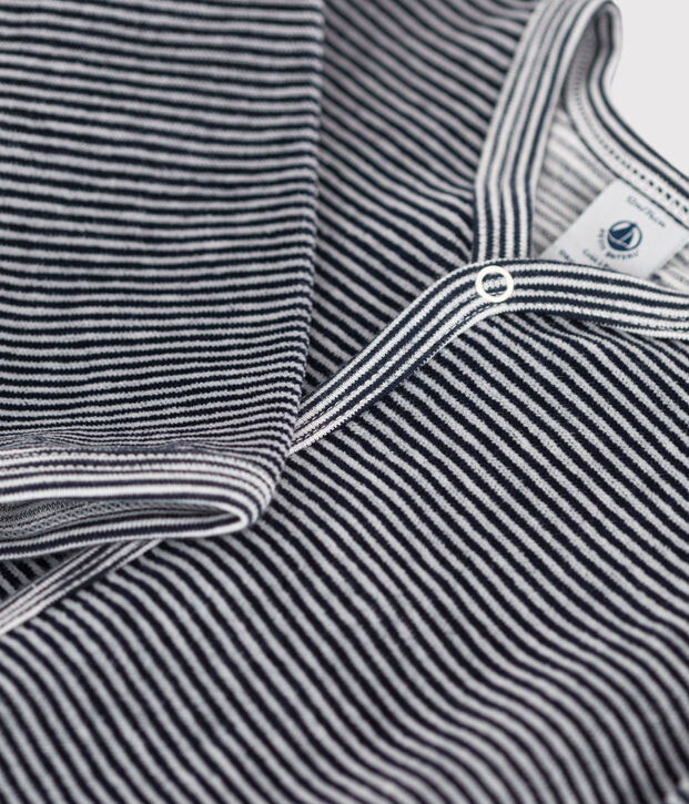 Dors-bien milleraies b&eacute;b&eacute; en velours bleu/blanc