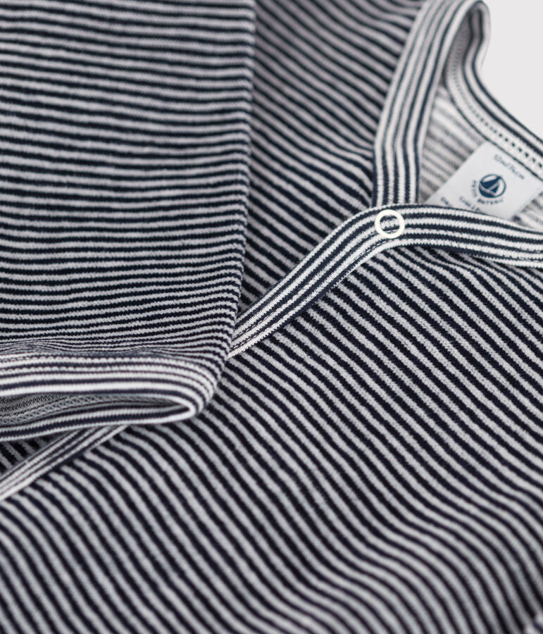 Dors-bien milleraies b&eacute;b&eacute; en velours bleu SMOKING/blanc MARSHMALLOW