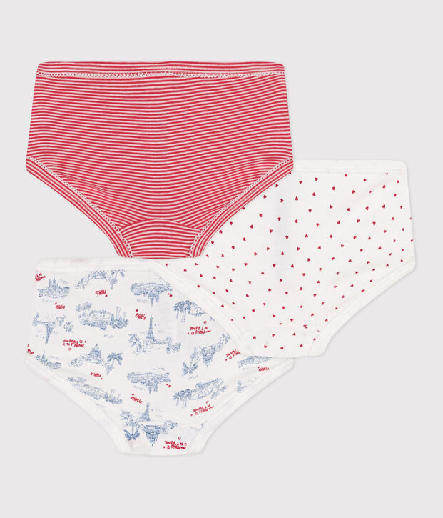 Lot de 3 culottes enfant en coton taille haute imprim&eacute; Paris multicouleur