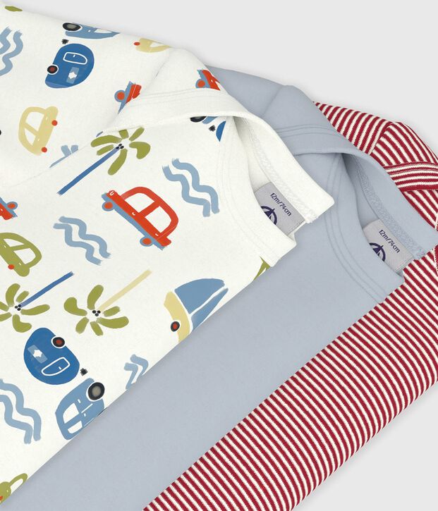 Lot de bodies manches courtes en coton imprim&eacute; voiture b&eacute;b&eacute; multicouleur