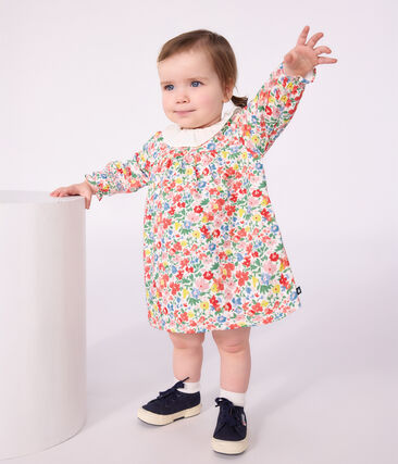 Robe bébé en coton manches longues imprimée à fleurs