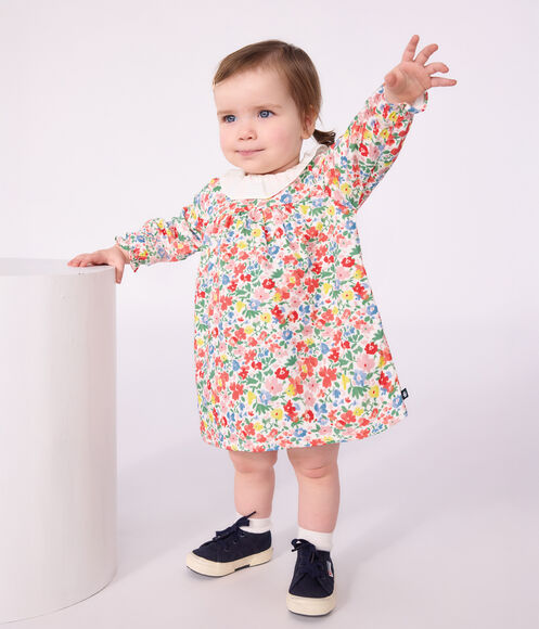 ROBE BÉBÉ EN COTON MANCHES LONGUES IMPRIMÉE À FLEURS