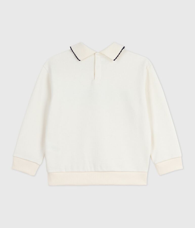 Sweatshirt enfant en coton imprim&eacute; &eacute;cru MILK