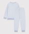 Pyjama enfant en coton &eacute;ponge &agrave; rayures bleu/&eacute;cru
