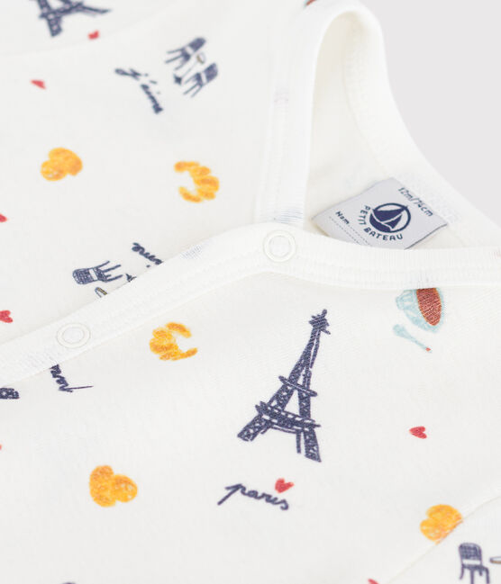 Combinaison courte à col bébé en coton imprimé Paris blanc MARSHMALLOW/blanc MULTICO