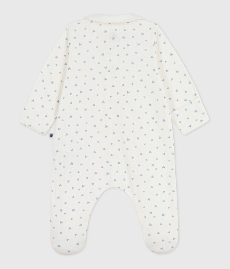 Pyjama b&eacute;b&eacute; en velours &agrave; col imprim&eacute; c&oelig;urs bleu MARSHMALLOW/ FLO