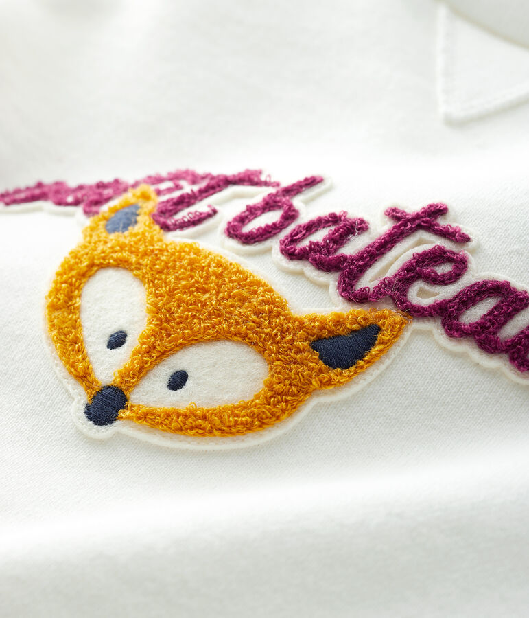 Sweatshirt b&eacute;b&eacute; gar&ccedil;on imprim&eacute; blanc