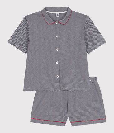 Pyjama short femme en coton boutonné à rayures