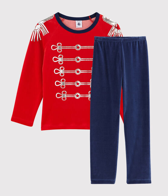 Pyjama déguisement en velours petit garçon bleu MEDIEVAL/rouge FROUFROU