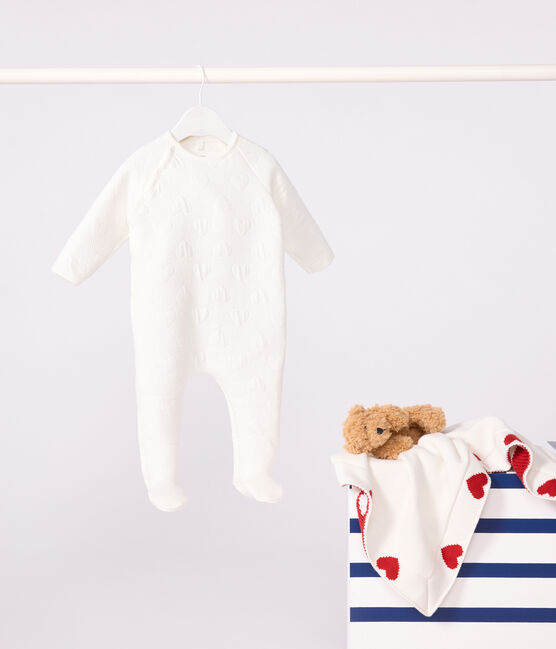 Pyjama en tubique cœur bébé blanc MARSHMALLOW
