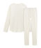 Pyjama fille en côte blanc MARSHMALLOW/blanc MULTICO