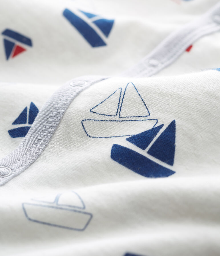 Dors bien b&eacute;b&eacute; gar&ccedil;on en tubique blanc MARSHMALLOW/blanc MULTICO