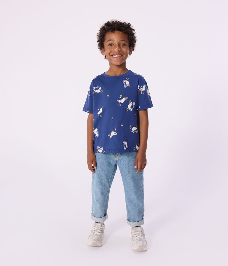 Tee-shirt enfant manches courtes en coton imprim&eacute; mouettes CREPUSCULE/ MULTICO