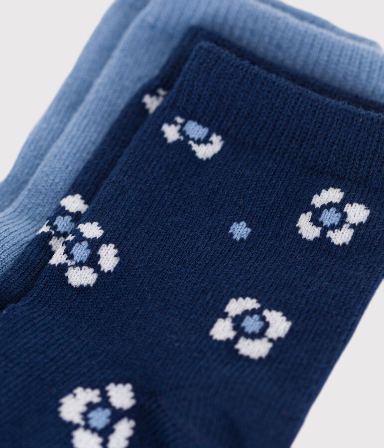 2 paires de chaussettes b&eacute;b&eacute; fille en coton &agrave; fleurs variante 1