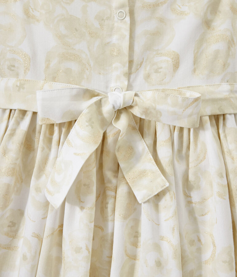 Robe fille sans manches imprim&eacute;e blanc MARSHMALLOW/blanc MULTICO