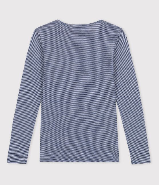 T-shirt en laine et coton rayée Femme bleu SMOKING/blanc MARSHMALLOW