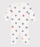 Pyjama bébé en coton sans pieds avec col cœur rayé blanc MARSHMALLOW/blanc MULTICO