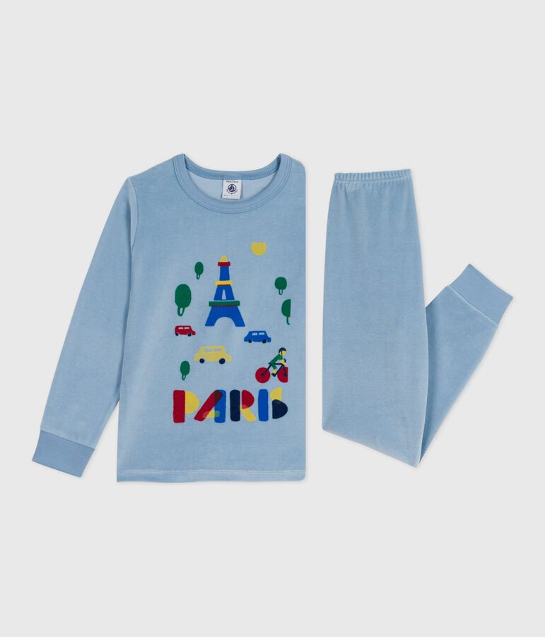 Pyjama enfant en velours bleu ADRIATIC