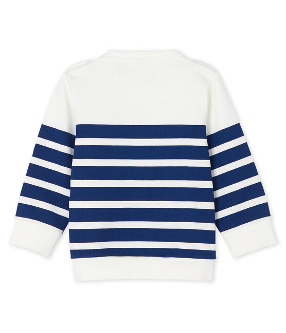 Sweatshirt bébé garçon rayé blanc MARSHMALLOW/bleu MEDIEVAL