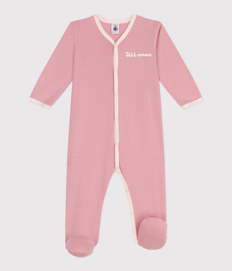 Pyjama b&eacute;b&eacute; en coton uni rose CHARME