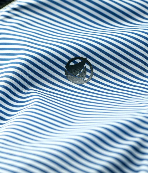 Coupe-vent en polyamide recycl&eacute; b&eacute;b&eacute; fille/gar&ccedil;on bleu/blanc