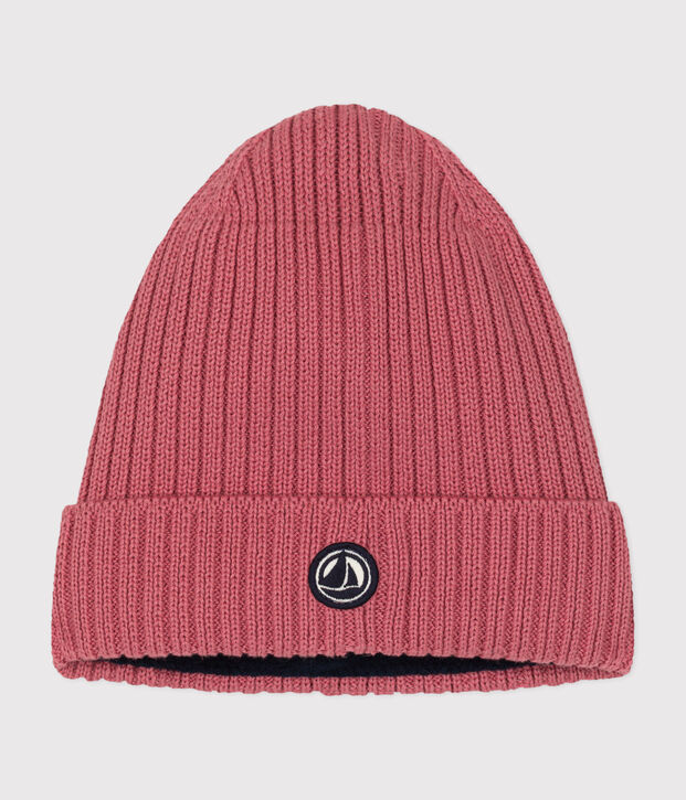 Bonnet en tricot doubl&eacute; en polaire enfant gar&ccedil;on-fille rose