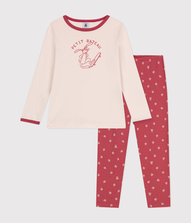 Pyjama  en coton manches longues beige/multicouleur
