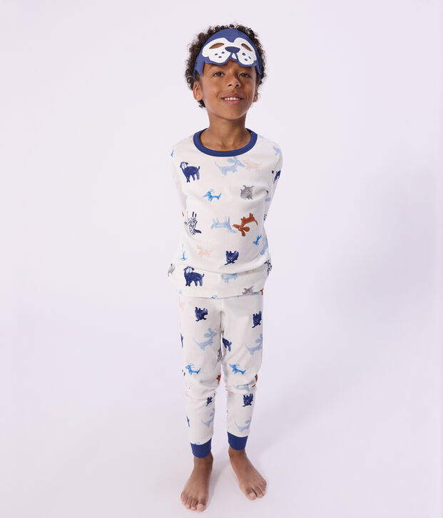 Pyjama d&eacute;guisement enfant en coton imprim&eacute; chiens blanc/multicouleur