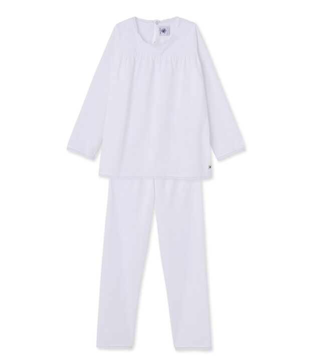 Pyjama fille &agrave; pois blanc