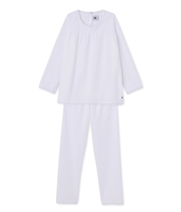 Pyjama fille &agrave; pois blanc
