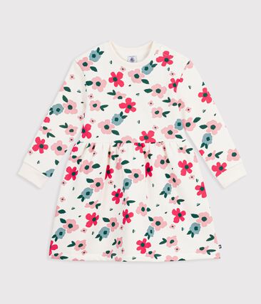 Robe enfant en coton manches longues à fleurs