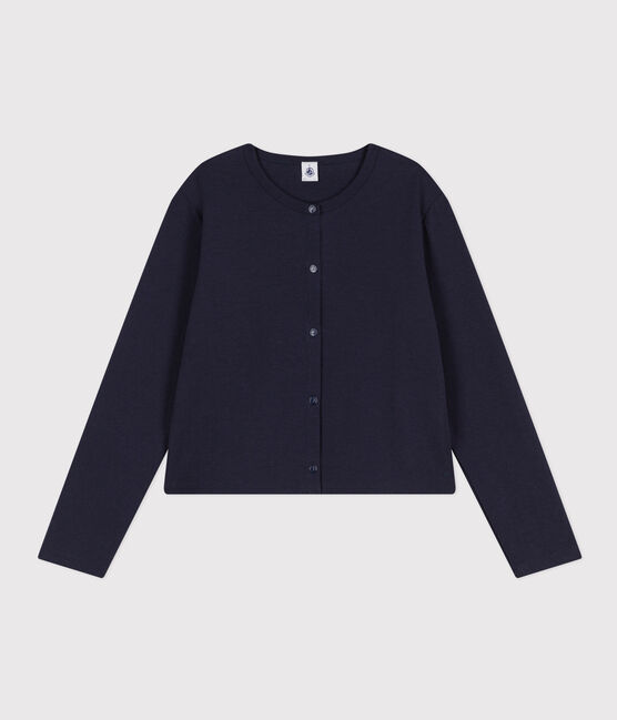Cardigan à pressions en coton Femme bleu SMOKING