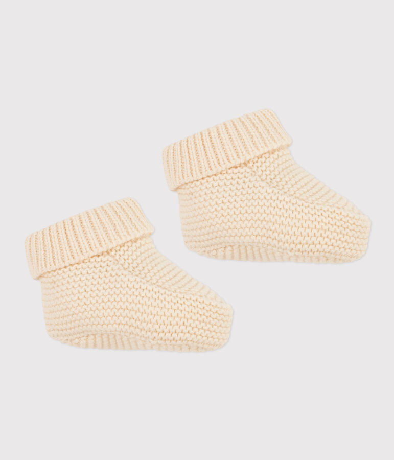 Chaussons tricott&eacute; en coton b&eacute;b&eacute; &eacute;cru AVALANCHE