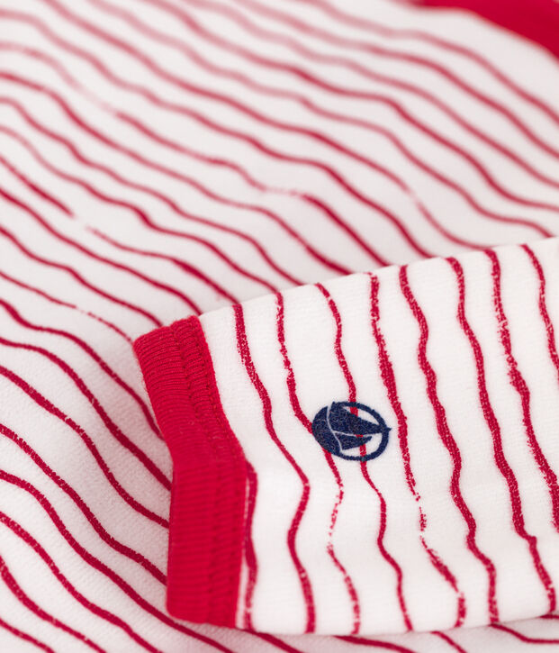 Dors bien en velours b&eacute;b&eacute; blanc/rouge