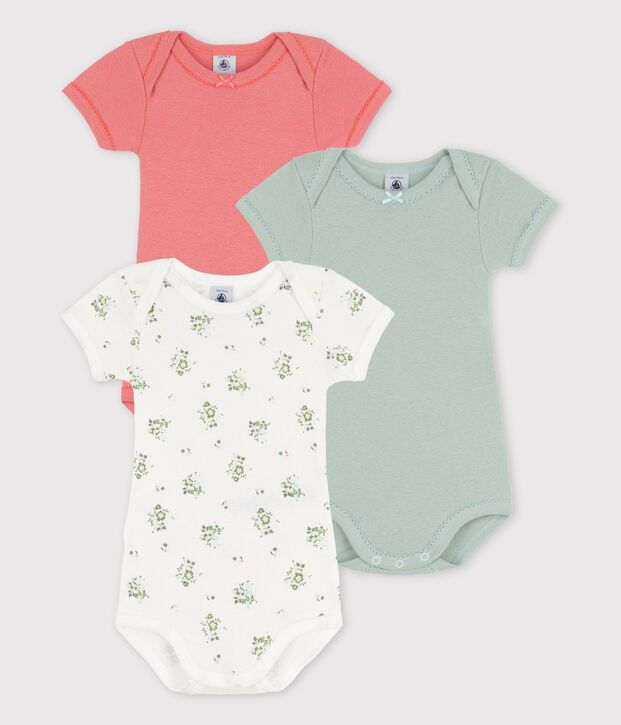 Lot de 3 bodies manches courtes en coton et lin multicouleur