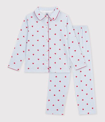 Pyjama boutonné enfant en coton à cœurs