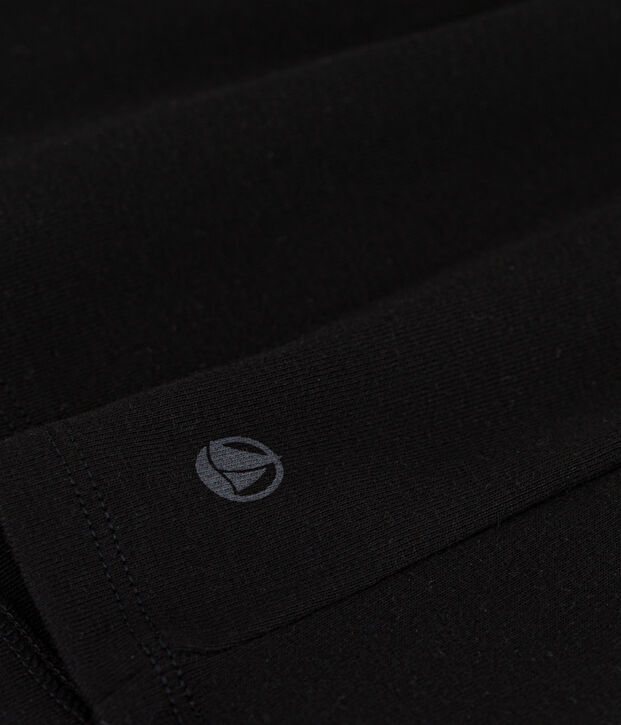 Tee-shirt l'Iconique manches courtes en c&ocirc;te unie femme noir