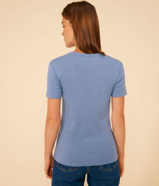 Tee-shirt L'ICONIQUE col rond en coton Femme bleu BEACH