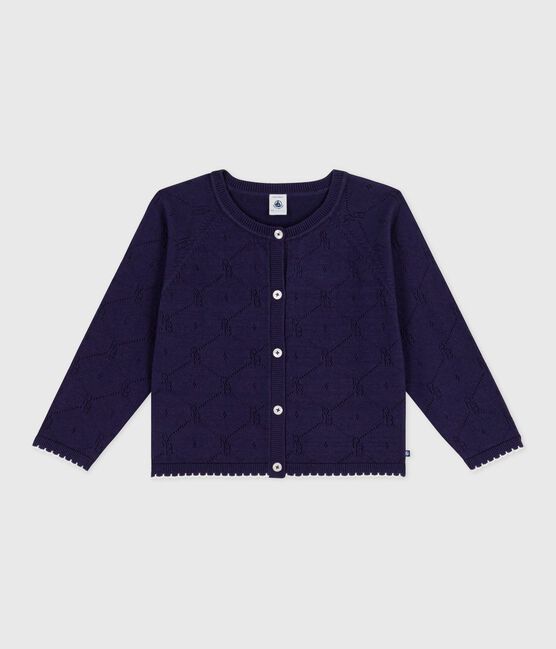 Cardigan enfant en coton uni bleu SOIR