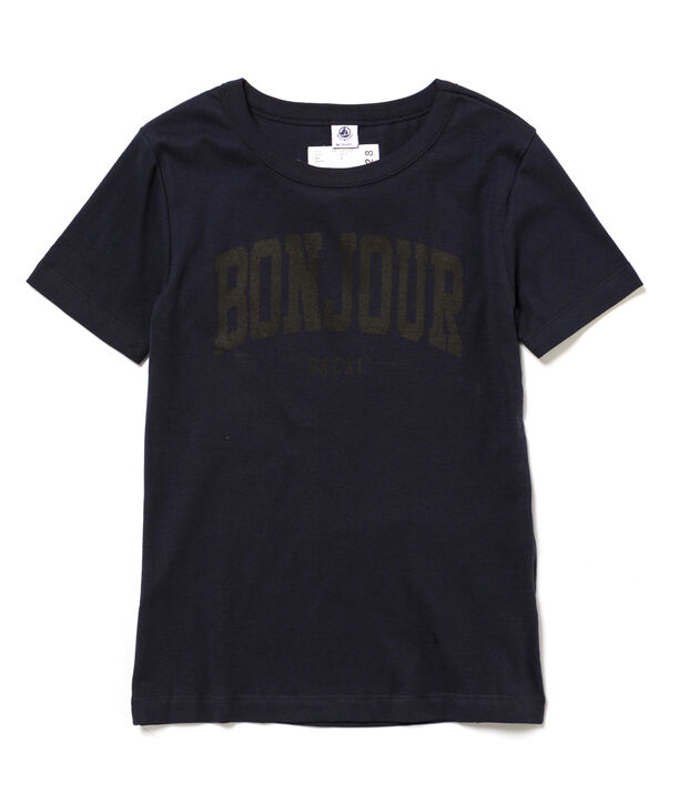 Tee-shirt manches courtes col rond femme bleu marine