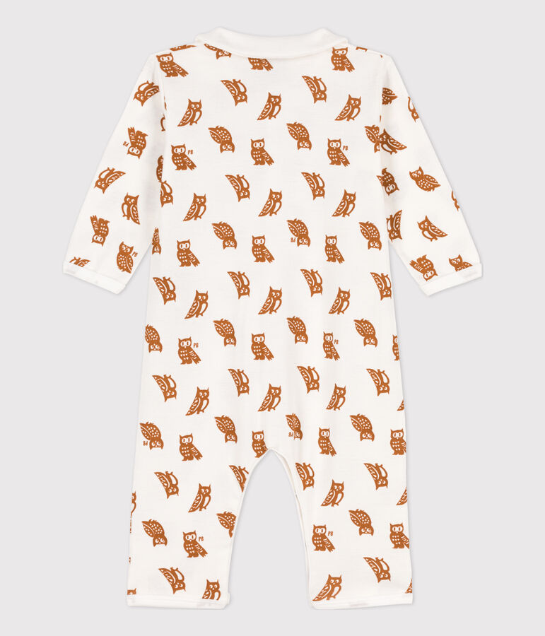 Dors-bien sans pieds hiboux b&eacute;b&eacute; en coton blanc/marron