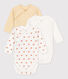 Lot de 3 bodies manches longues bébé en coton