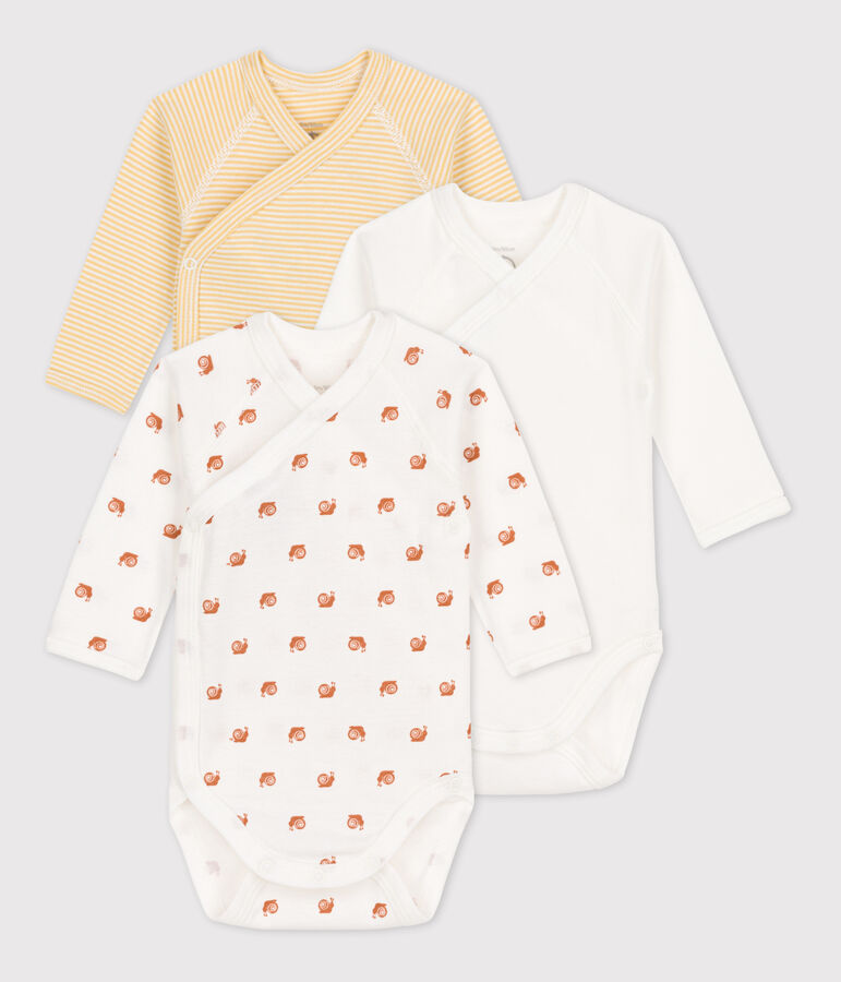 Lot de 3 bodies manches longues b&eacute;b&eacute; en coton multicouleur