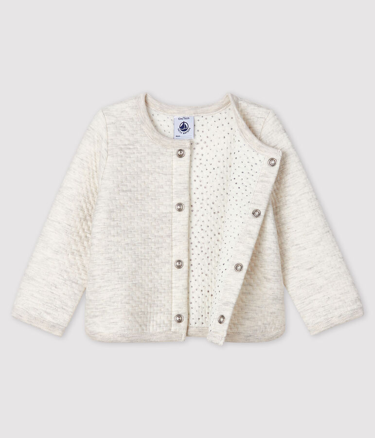 Cardigan b&eacute;b&eacute; fille en tubique beige