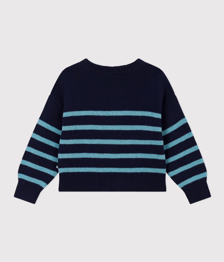 Pull ray&eacute; en laine et coton enfant fille / gar&ccedil;on SMOKING/ AZUL
