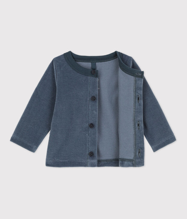 Cardigan en velours b&eacute;b&eacute; en coton gris