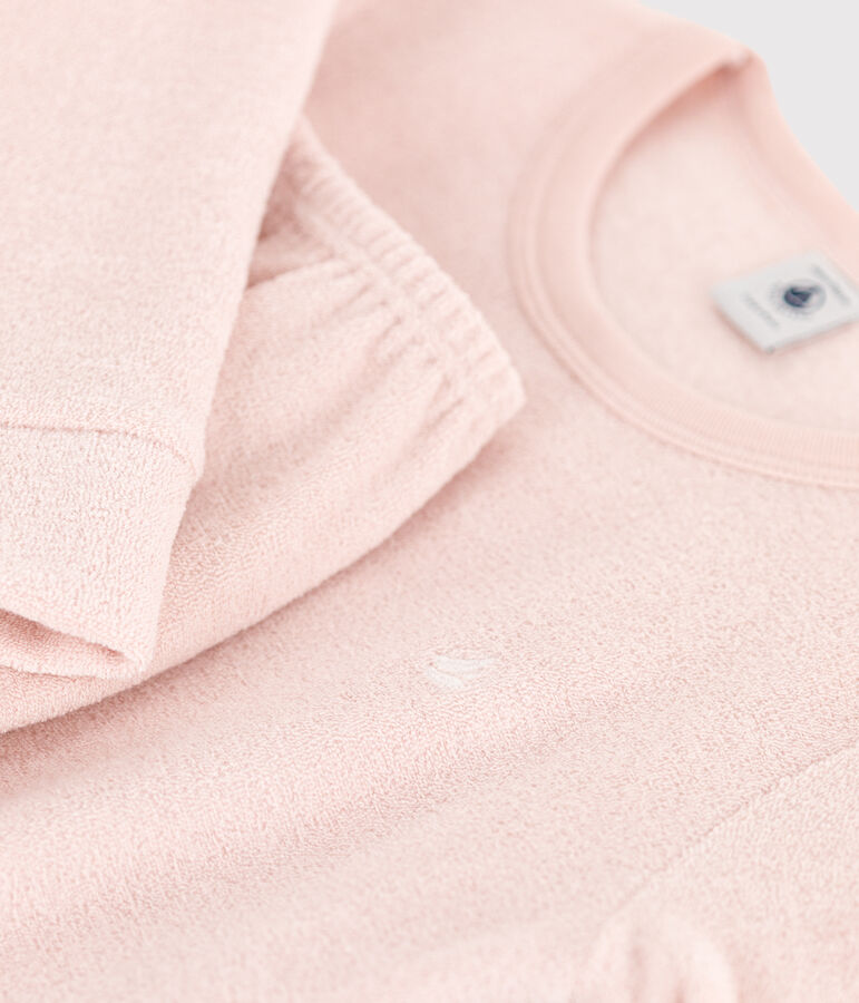 Pyjama en bouclette &eacute;ponge gratt&eacute;e enfant rose SALINE