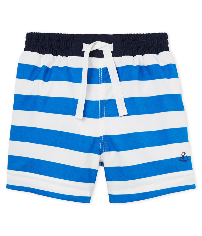 Short de plage ray&eacute; b&eacute;b&eacute; gar&ccedil;on bleu/blanc