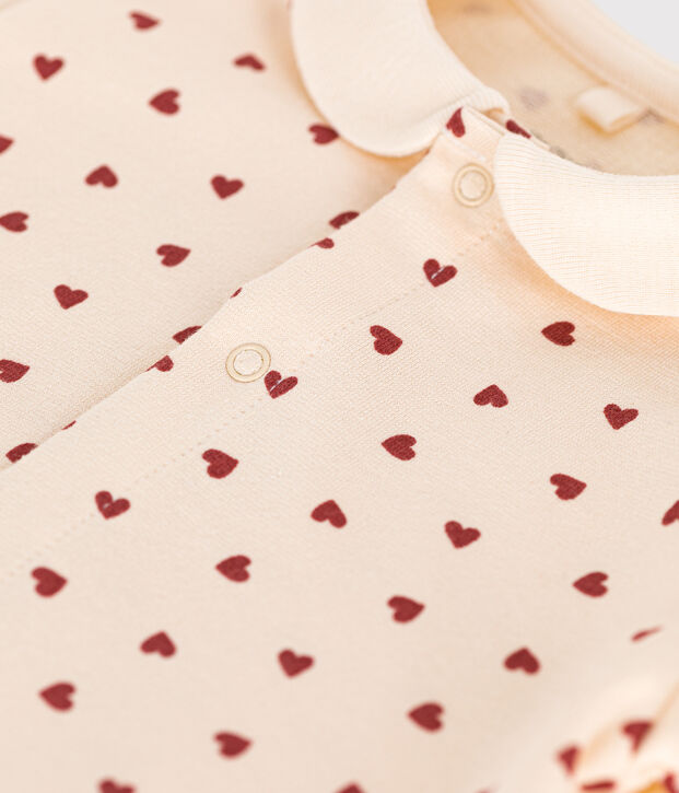 Combinaison courte en molleton l&eacute;ger b&eacute;b&eacute; &eacute;cru/marron