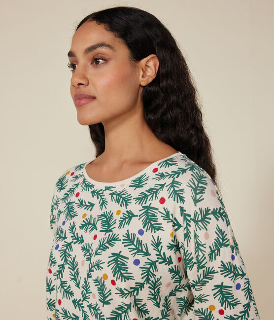 Pyjama en coton imprimé sapin de Noël femme blanc AVALANCHE/ MULTICO
